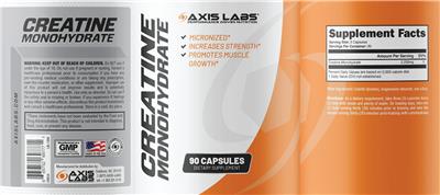 Photo of the Axis Labs Creatine Monohydrate label