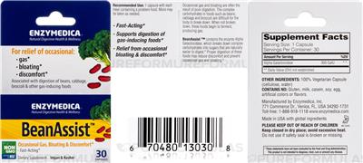 Photo of the Enzymedica BeanAssist label
