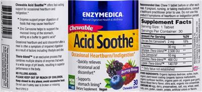 Photo of the Enzymedica Chewable Acid Soothe Berry Flavor label