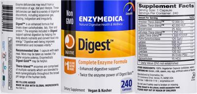 Photo of the Enzymedica Digest label