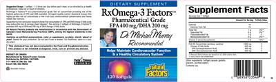 Photo of the Natural Factors RxOmega-3 Factors label