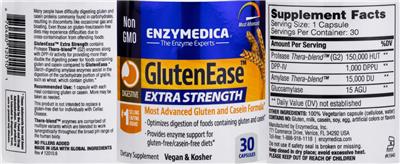 Photo of the Enzymedica GlutenEase Extra Strength label