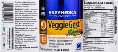 Photo of the Enzymedica VeggieGest label