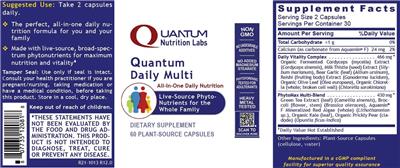 Photo of the Quantum Nutrition Labs Quantum Daily Multi label