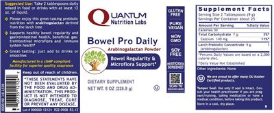 Photo of the Quantum Nutrition Labs Bowel Pro Daily label