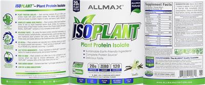 Photo of the ALLMAX Naturals ISOPlant Vanilla label