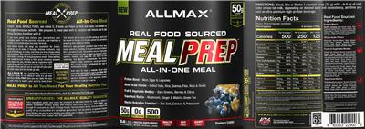 Photo of the ALLMAX Meal Prep Blueberry Cobbler label