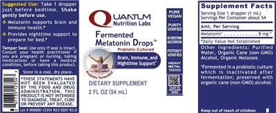 Photo of the Quantum Nutrition Labs Fermented Melatonin Drops label