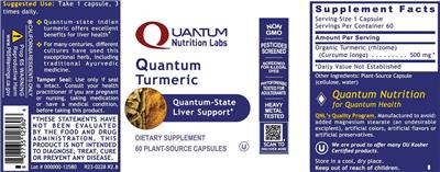 Photo of the Quantum Nutrition Labs Quantum Turmeric label