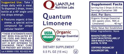 Photo of the Quantum Nutrition Labs Quantum Limonene label