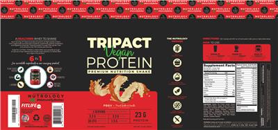 Photo of the Nutrology TriPact Vegan Protein Peanut Butter & Vanilla label