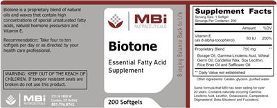 Photo of the MBi Nutraceuticals Biotone label