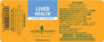 Photo of the Herb Pharm Liver Health label