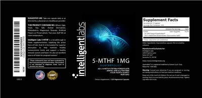 Photo of the Intelligent Labs 5-MTHF 1 mg label