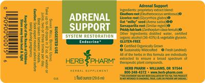 Photo of the Herb Pharm Adrenal Support label