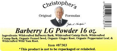 Photo of the Christopher's Original Formulas Barberry LG Powder label
