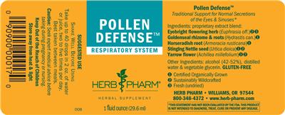 Photo of the Herb Pharm Pollen Defense label