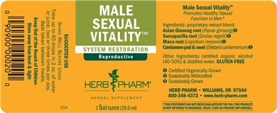 Photo of the Herb Pharm Male Sexual Vitality label