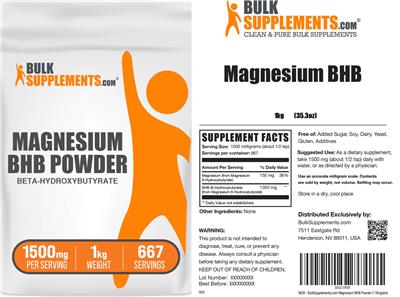 Photo of the BulkSupplements.com Magnesium BHB Powder 1500 mg label