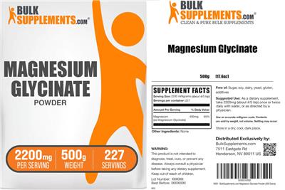 Photo of the BulkSupplements.com Magnesium Glycinate Powder 2200 mg label