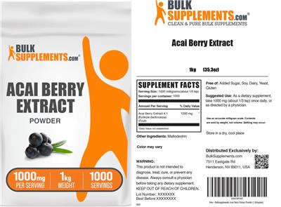 Photo of the BulkSupplements.com Acai Berry Extract Powder 1000 mg label