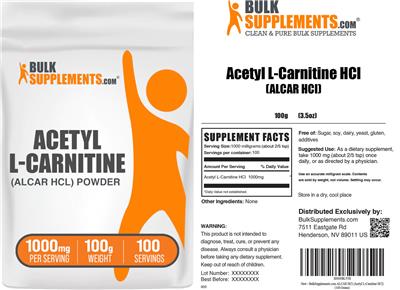 Photo of the BulkSupplements.com Acetyl L-Carnitine Powder 1000mg label