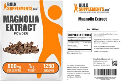 Photo of the BulkSupplements.com Magnolia Extract Powder 800 mg label