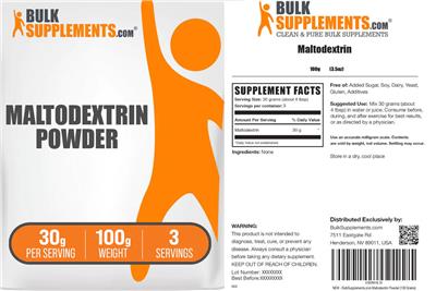 Photo of the BulkSupplements.com Maltodextrin Powder label