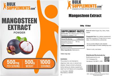 Photo of the BulkSupplements.com Mangosteen Extract Powder 500 mg label