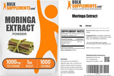 Photo of the BulkSupplements.com Moringa Extract label