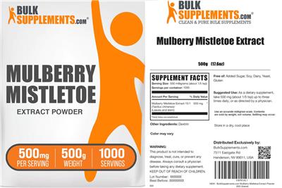 Photo of the BulkSupplements.com Mulberry Mistletoe Extract Powder 500 mg label