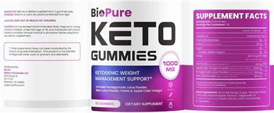 Photo of the BioPure Keto Gummies label