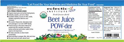 Photo of the Eclectic Institute Beet Juice Pow-der label