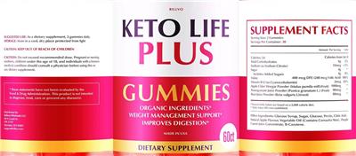 Photo of the Rillvo Keto Life Plus Gummies label
