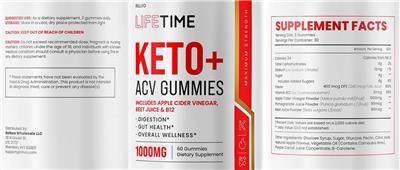 Photo of the Rillvo Lifetime Keto + ACV Gummies 1000 mg label