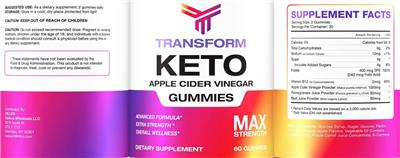 Photo of the Transform Keto Apple Cider Vinegar Gummies label