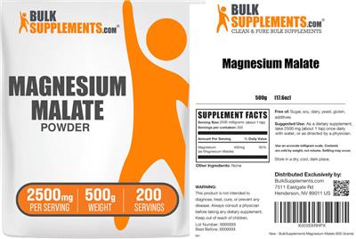 Photo of the BulkSupplements.com Magnesium Malate Powder 2500 mg label