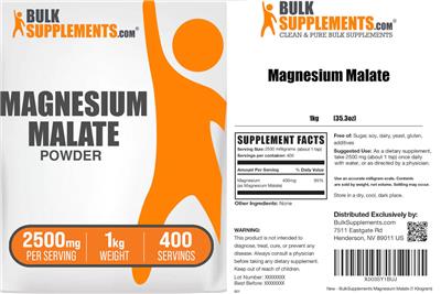 Product label for Magnesium Malate Powder 2500 mg
