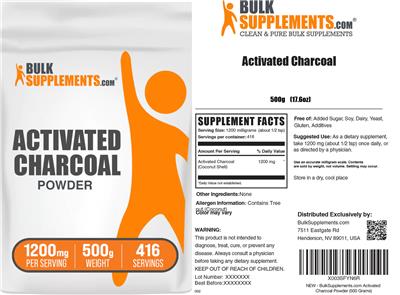 Photo of the BulkSupplements.com Activated Charcoal Powder 1200 mg label