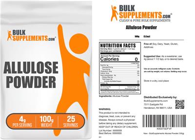 Photo of the BulkSupplements.com Allulose Powder 4 g label