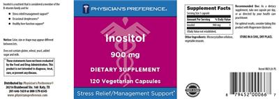 Photo of the Physician's Preference Inositol 900 mg label