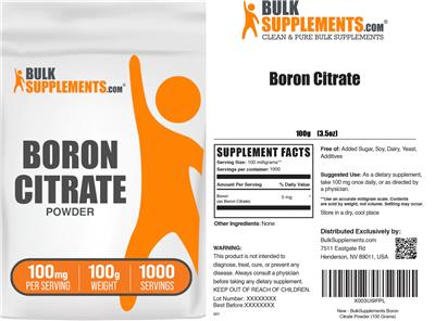 Photo of the BulkSupplements.com Boron Citrate Powder 100 mg label