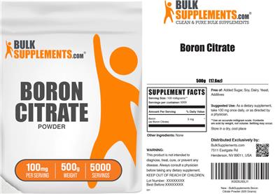 Photo of the BulkSupplements.com Boron Citrate Powder 100 mg label