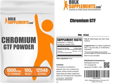 Photo of the BulkSupplements.com Chromium GTF Powder 1000 mcg label