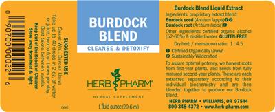 Photo of the Herb Pharm Burdock Blend label