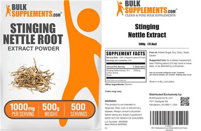 Photo of the BulkSupplements.com Stinging Nettle Extract Powder 1000 mg label