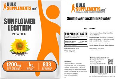 Photo of the BulkSupplements.com Sunflower Lecithin Powder 1200 mg label