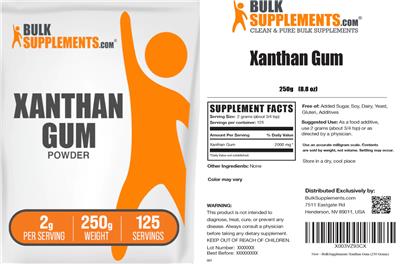 Photo of the BulkSupplements.com Xanthan Gum Powder 2 g label