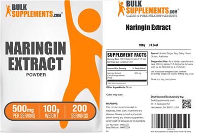 Photo of the BulkSupplements.com Naringin label