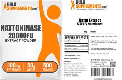 Photo of the BulkSupplements.com Nattokinase label